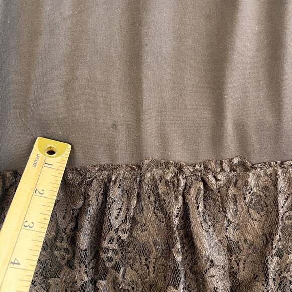 VTG Dress Women Med Brown Lace Crochet Boho Cottage Core Layered Outfit 2 Pc Set - Picture 7 of 16